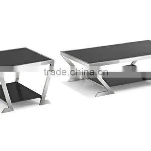 CT-08 ET-08 Stainless Steel Glass Modern Coffee Table thumbnail-2