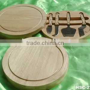 Swivel-style Circular Cheese Board With Cheese Knife Set thumbnail-1