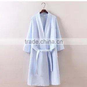 New 2016 Plus Size Waffle Cotton Male Bathrobes Men Pajamas With Belt Mat Braid Elegant Bathroom Spa Men Robe thumbnail-1