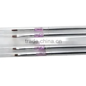 Compact Foldable Metal Handle Acrylic Nail Tip Art Brush Set Flat Brush 5 Pcs NO.2 4 6 8 10 thumbnail-2