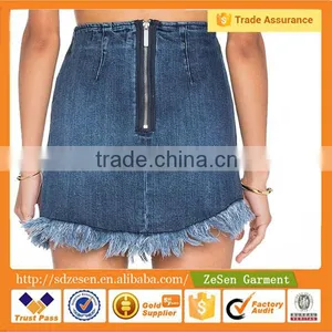 Hot Sale Summer Back Zip Short Denim Skirts for Girls thumbnail-2
