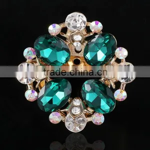 Color Rhinestone Flower Brooch Pins,Hollow Artificial Green Diamond Scarf Buckle For Dress thumbnail-1