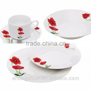 20pcs Coupe Porcelain Dinnerware Set, 4 Persons Tableware With Decal thumbnail-5