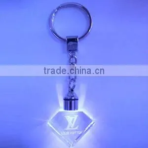 3d Laser Crystal Diamond Ring Keychain With Led Light, Logo Customized Promotional Key Ring thumbnail-1