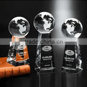 K9 Crystal Engraved Trophy With Globe thumbnail-1