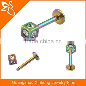 Rainbow Anodized Flower Labret Studs Internally Threaded Labret Piercing Jewelry thumbnail-6