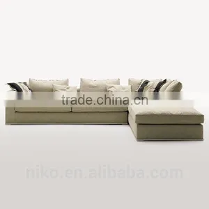 New Collection Omega High Quality Cotton and Linen Fabric Solid Wood Legs Feather Sofa Set thumbnail-1
