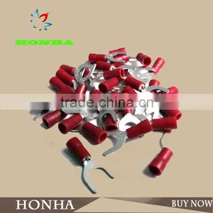 RED SPADE 6.4mm PUSH ON CONNECTORS ELECTRICAL TERMINALS AUTO WIRING FORK RS64 thumbnail-1