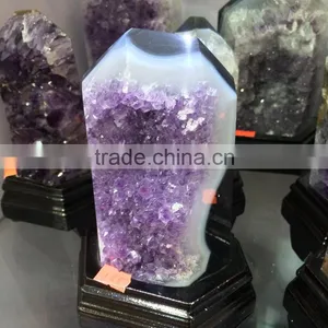 Natural Amethyst Geode Cluster Wand Point Crystal Ornaments For Sale thumbnail-3