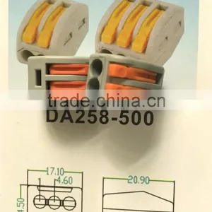Factory Wholesale Equivalent Wago 222 Series Push in 2p 3p 5p Quick Wire Connector Electrical Terminal Block thumbnail-4