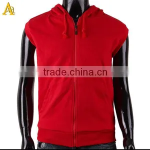 Red Sleeveless Hoodie Zip up Mens Sleeveless Hoodie thumbnail-1