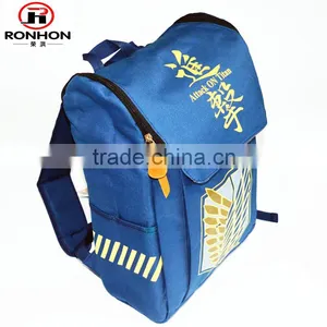 Blue Polyester ODM Logo Backpack 600D Canvas Relax School Bag thumbnail-1