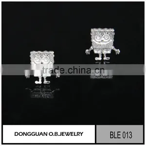 Fashion White Gold Silver Stud Earrings Setting Without Stone thumbnail-6