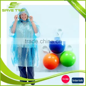 Printed LOGO Mini PE Plastic Rain Poncho Ball With Keyring thumbnail-4