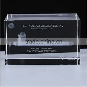 2016 Cruise Carving Engraved Logo Fancy Crystal Cube for Business Gift thumbnail-1