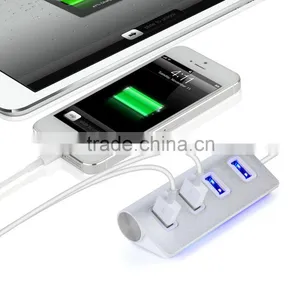 Multi 4 Port Aluminum Man Usb 2.0 Hub From China Suppliers With Blue LED Indicator Lights thumbnail-1