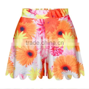 Plus Size Women Running Shorts Sun Flowers Sublimation Pants N14-40 thumbnail-1