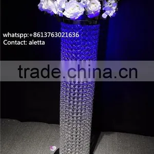 Tall Crstal Walkway Stand, Walkway Flower Holder Pillar for Weddings thumbnail-1