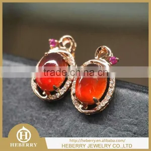 Fashion Natural Crystal Gemstone Earrings With 925 Sterling Silver thumbnail-1