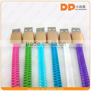 China Factory Wholesale 2 in 1 Usb Data Cable Fluorescent Illuminated Material Flat Zipper Usb Cable thumbnail-4