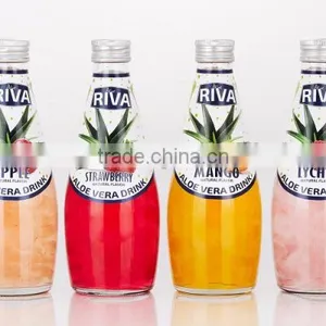 ALOE VERA DRINK WITH ALOE VERA PULPS STRAWBERRY FLAVOR IN GLASS BOTTLE thumbnail-2