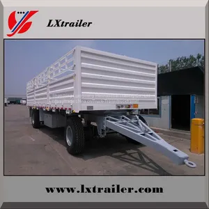 3 Axles 45Tons Flatbed Side Wall Full Cargo Trailer With Container Locks thumbnail-3