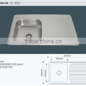 Cheap Undermount Kitchen Sink Single Bowl Single Board Kitchen Sink Export Stainless Steel Kitchen SinksJZ-653 thumbnail-1