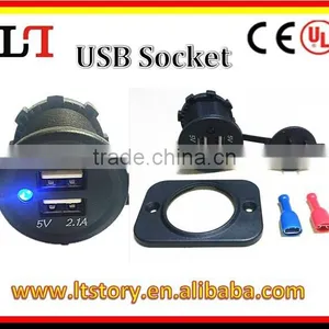 12V Waterproof Dual USB Port Charger Socket Outlet 1A 2.1A thumbnail-1
