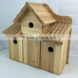 Unfinished Natural Wood Bird House With a Link Chain for Hanging thumbnail-2