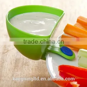 Colorful Plastic Dip Plate Clips&Plastic Mini Side Bowls& Sauce Plate on Bowl Dip Clip thumbnail-1