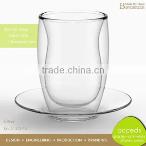 Unique Shape Lead Free Glass Espresso Cups And Saucers thumbnail-1