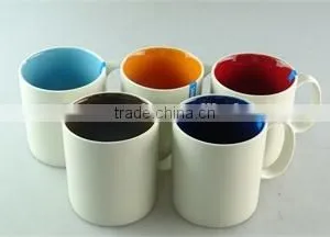 Cheap Stock 400ml Ceramic Stoneware Two-tone Square Colorful Coffee Cup Mug Wholesale thumbnail-1