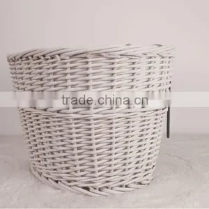 Wholesale White Wicker Bicycle Baskets With Hanger thumbnail-1