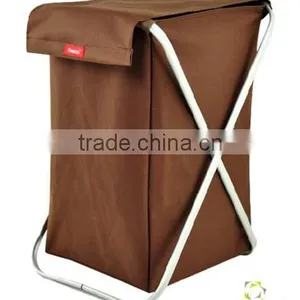 Brown Cloth Laundry Basket With Strong Iron Rack, Dirty Laundry Products thumbnail-1