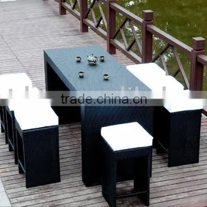Rattan Bar Table and Stool thumbnail-1