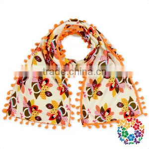 20*120 cm Neckerchief Milk Fiber Scarves Baby Pom Pom Shawl thumbnail-1