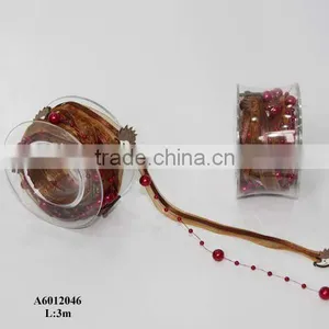 Brown Fabric Ribbon With Red Balls thumbnail-1