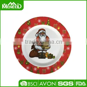 Santas Claus & Bell Design Bulk Christmas Melamine Deep Dinner Plate thumbnail-1