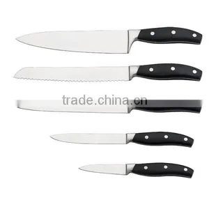 A3373 High Quality Cast Stainless Steel Bolster "V" Shape Ground Blade 5pcs Stainless Steel Knife Set thumbnail-3