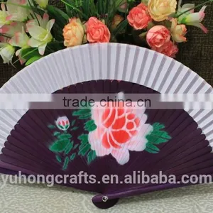 New Style Silk Bamboo Fan With Flower thumbnail-2