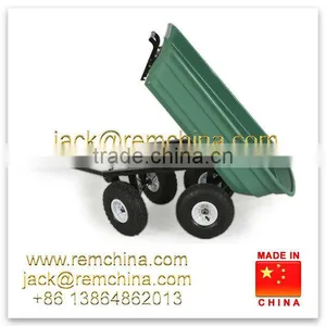 Heavy Duty Outdoor Green Garden Cart Truck Dumper 4 Wheel Plastic Tray thumbnail-4