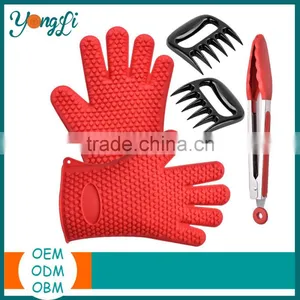 Indoor & Outdoor Cooking BBQ Set With Silicone Gloves Meat Claws and Tong For BBQ Grill Tools Set thumbnail-1