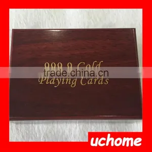 UCHOME Practical Artistic Gold Foil Plated Poker Playing Card Wooden Box Case For Present Gift thumbnail-4