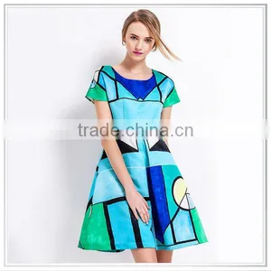 2014 Customize Personalized Design High End Digital Printed Fashion Dress thumbnail-1