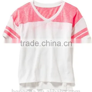 Child Girls Linen-Blend Football Tee HST8064 thumbnail-1