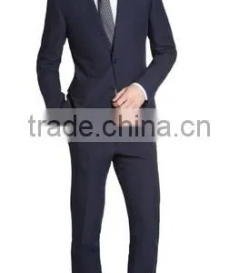 Navy Linen 2-Button Suit With Flat Front Pants(SHT1182) thumbnail-1