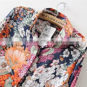 2015 Latest Hot Sell European Summer Hot Sale Flower Style Shirt Women Tee Shirt thumbnail-3