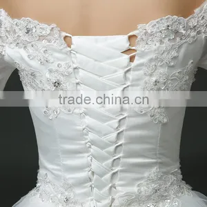 MGOO Manufacturer Off Shoulder Tail Wedding Dress Lace Up Ballgown Skirt Maternity Wedding Brail Party Dress thumbnail-5