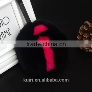 Factory Directly China Supplier Letter Pom Pom Ball Bag Accessory Fox/rabbit Fur Keychain thumbnail-1