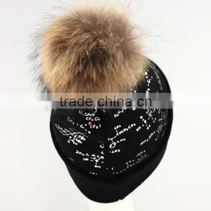 Myfur New Fashion Printing Beanie Winter Hat Type and Knitted Pompom Beanies thumbnail-4